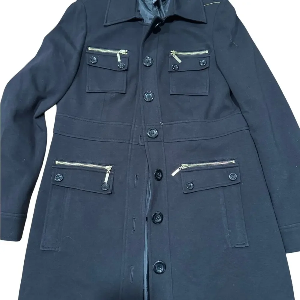 INC International Concepts button down zipper women’s black blazer jacket Large